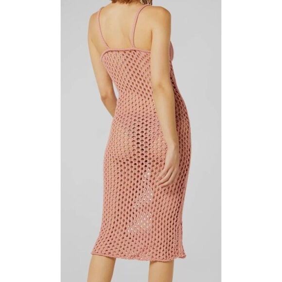 Misa Los Angeles Dresses & Skirts - MISA Los Angeles Women's Pink Ursula Open Crochet Knit Slip Dress Cover Up XL
